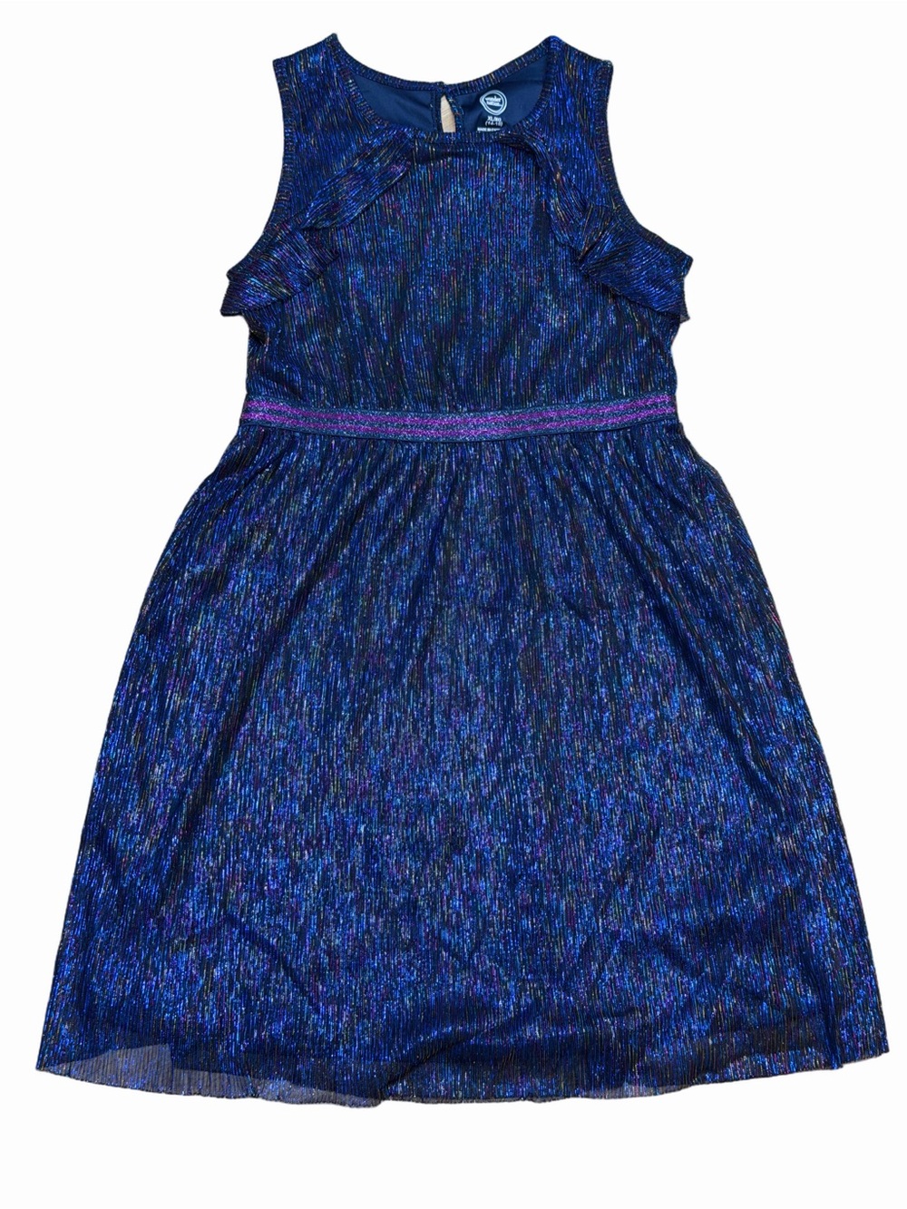 Wonder Nation Girls XL 14/16 Metallic Rainbow Cold Shoulder Sparkle Party Dress